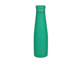 Tall, insulated green thermos bottle with a screw-top lid.