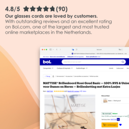 Glasses Cord Woven Rose Gold — 100% Stainless Steel & Unisex Eyewear Cords for Women and Men — Glasses Chain with Extra Loops — Brillenkoord Brillenband Brillenkette Cordon de Lunettes Cordón Para Gafas
