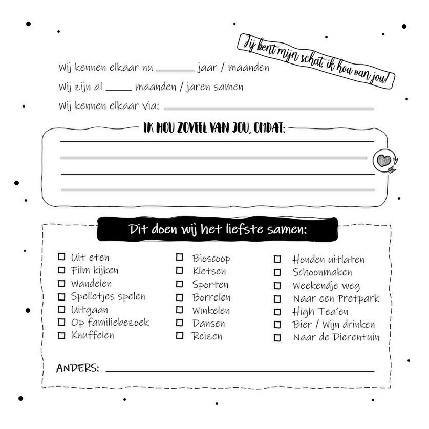 Livre à compléter SilliBeads - You are my darling - Relié Wire-o (GAMME NOIR/BLANC)