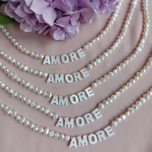 LOVE – Keshi Pearl Choker and Mother of Pearl Letters