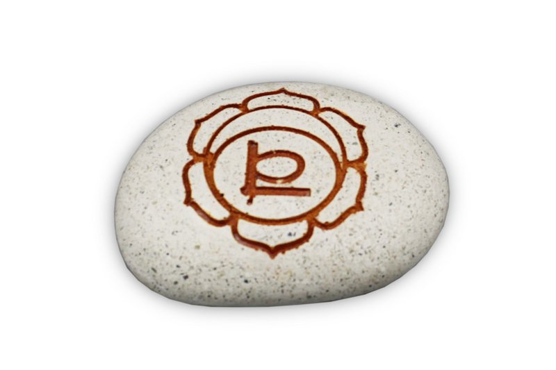 Pebble - Engraved River stone 2th chakra Orange