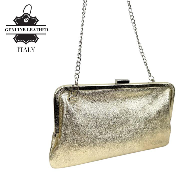 Italian Leather Clutch Bag with Chain Handle. Promo 58052
