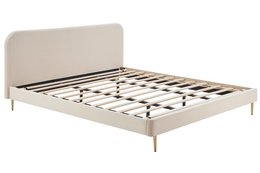 Upholstered bed with beige velvet cover 180x200 cm
