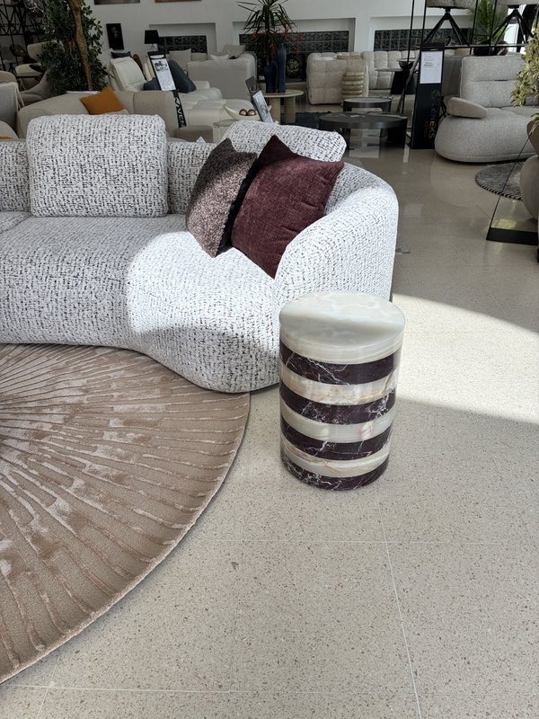 Table Basse Marbre Rouge et Onyx Blanc