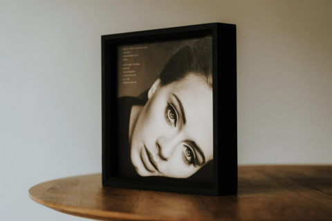 Houten vinylplatendisplayframe, eiken frame voor 12-inch albumhulp, vrijstaande LP-coverhouder voor planken of muren