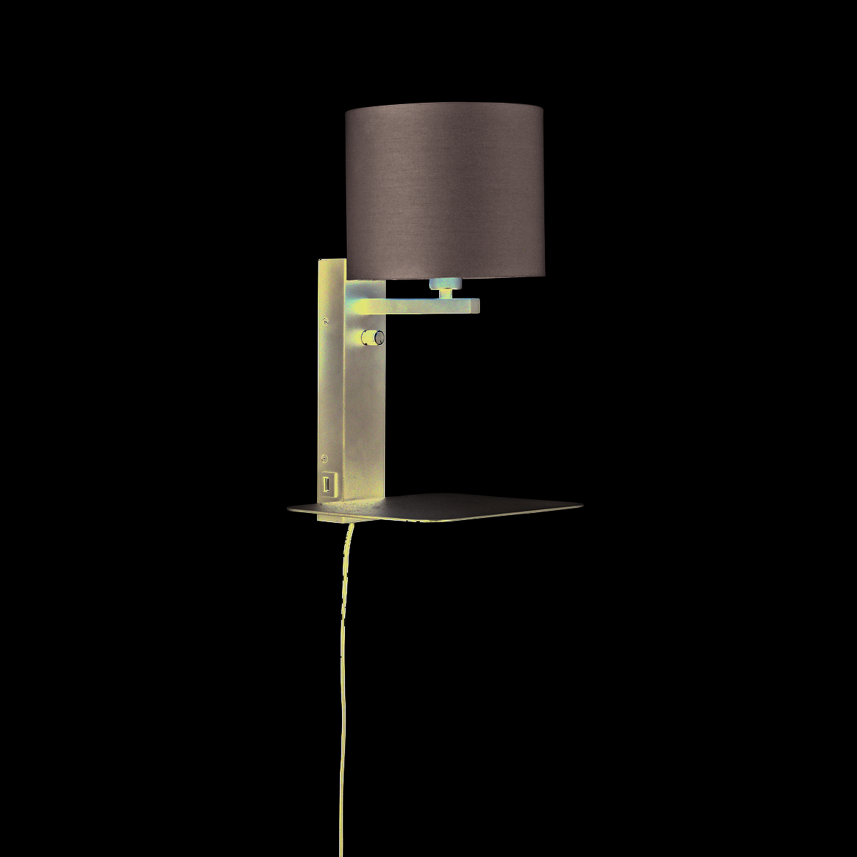 Wandlamp Florencia tablón+usb+kap 1815 zwart