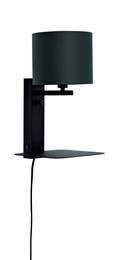 Wandlamp Florence plank+usb+kap 1815 zwart