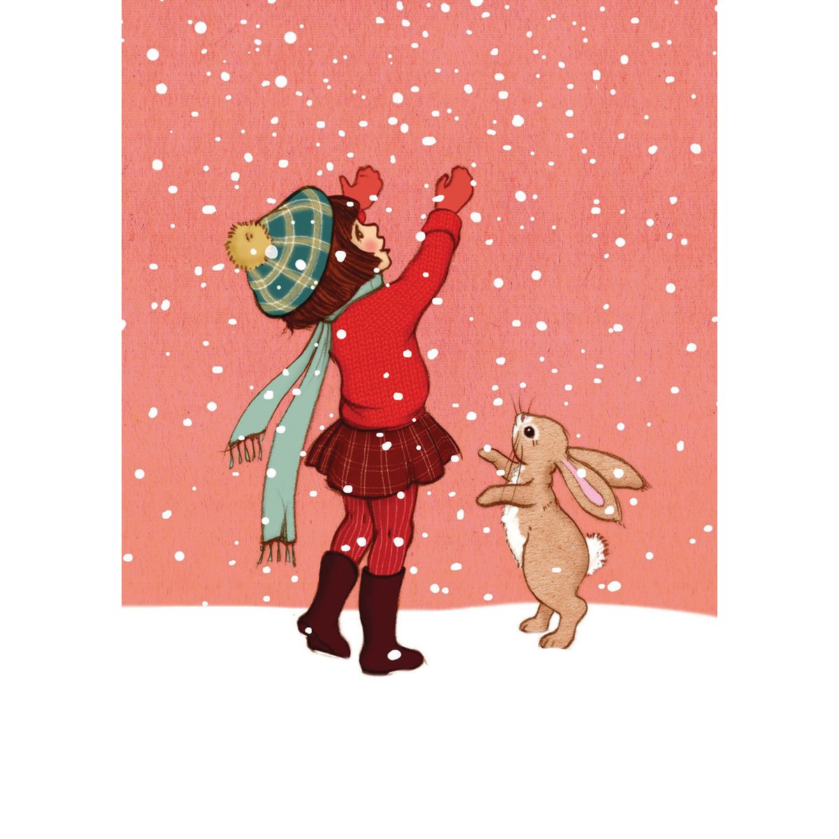 Postcard Catching Snow