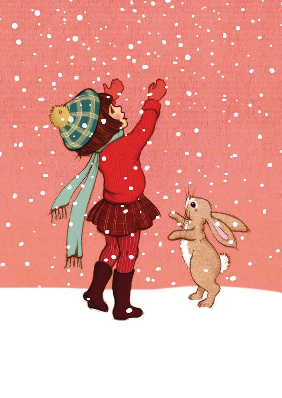 Postcard Catching Snow