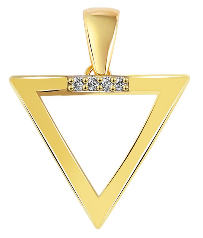 333/- Ciondolo in oro "Dilara" senza catena, triangolo, finiture in zirconi, oro giallo, 8 carati