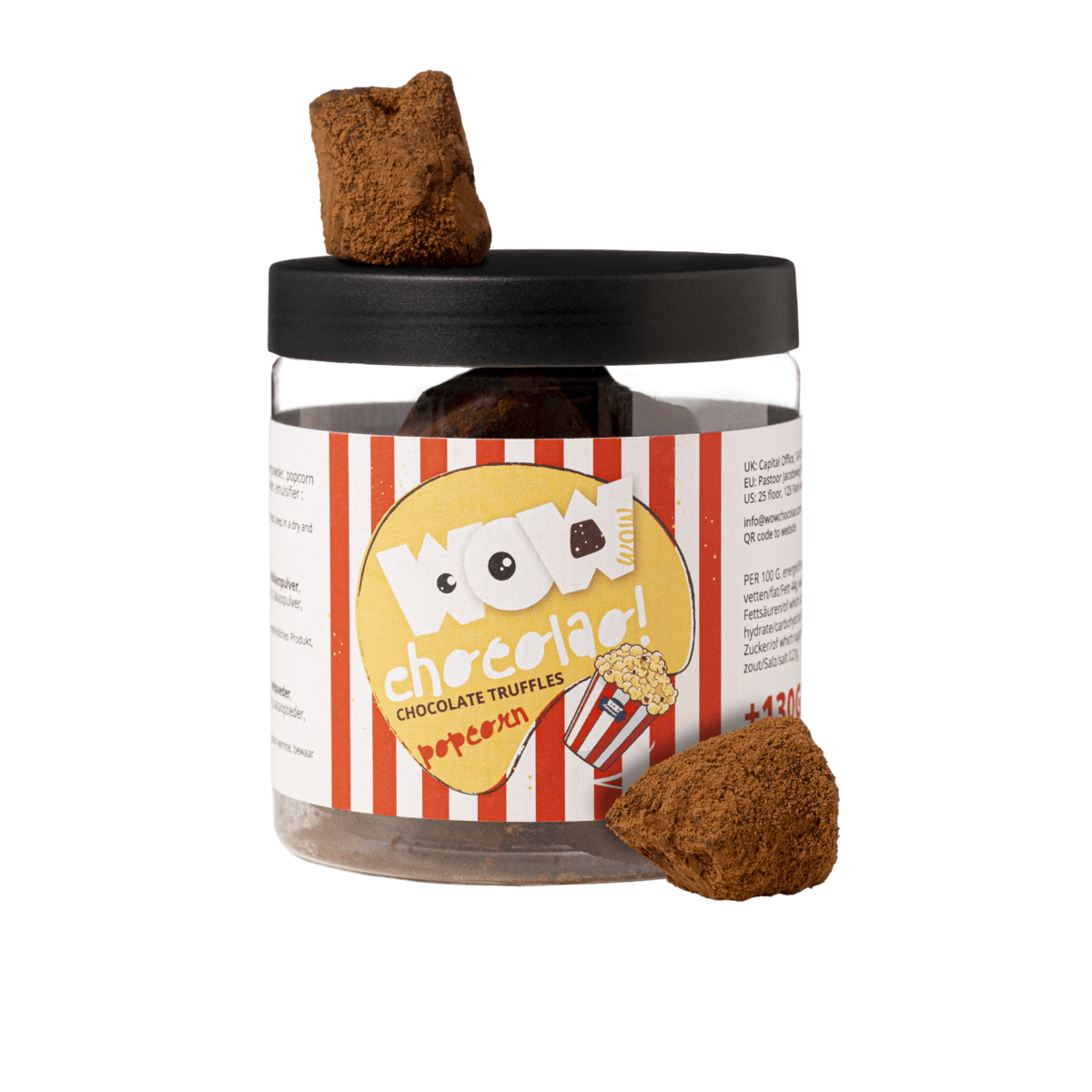 Popcorn Chokolade Trøfler Gavekrukke 130g | Sprød gourmetchokolade