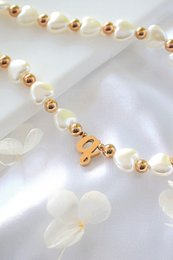 18K aangepaste initiële | Hart parels kralen Lanyard