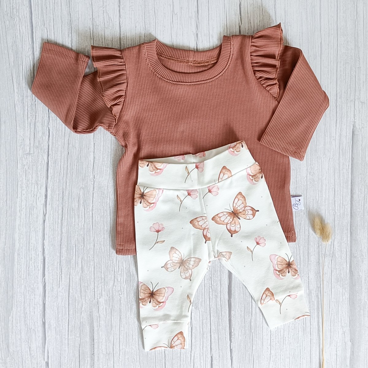 Ruffle Longsleeve Rib Jersey Kleiroze