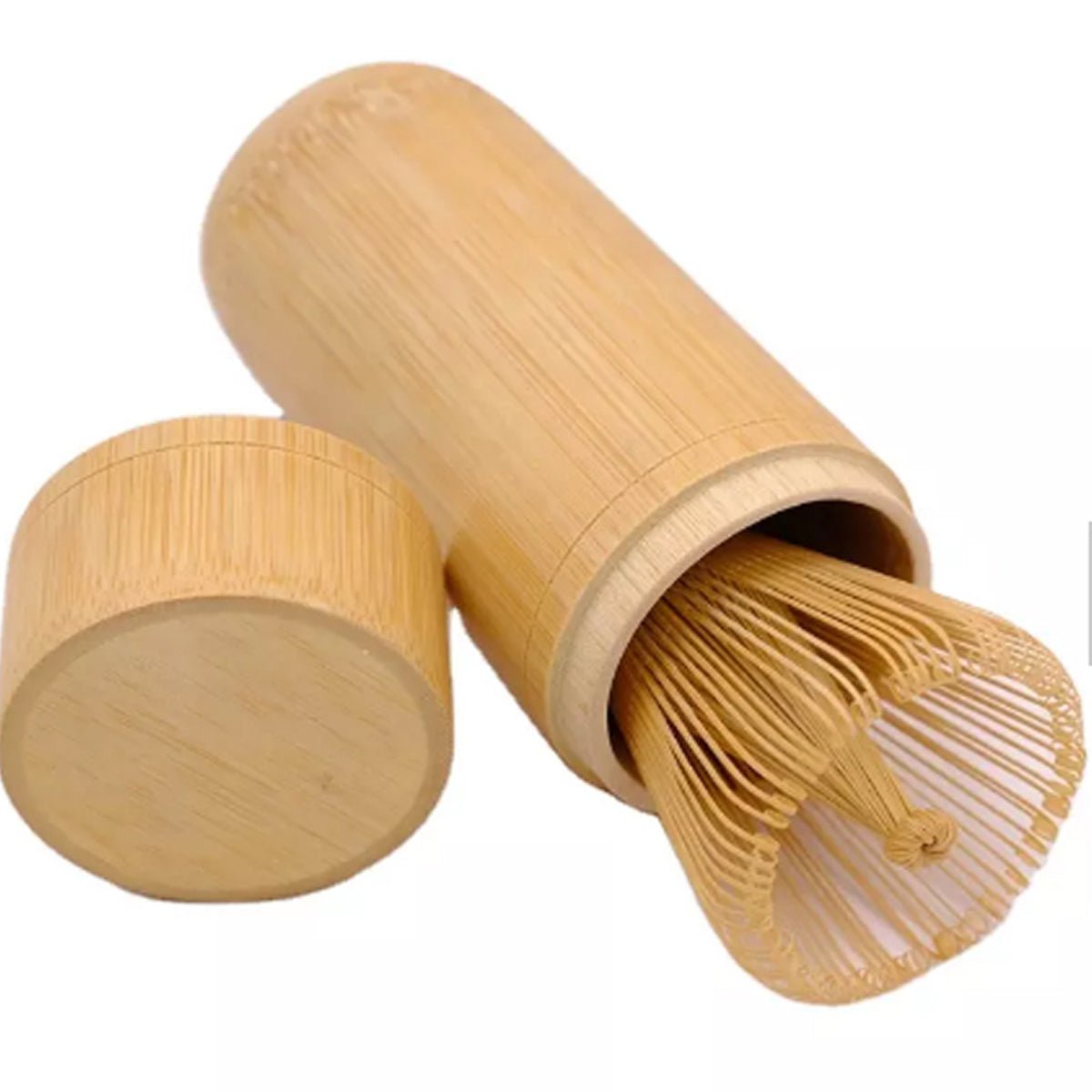 Tubo de almacenamiento de bambú para batidor de Matcha