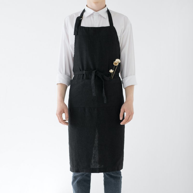 Black Linen Chef Apron