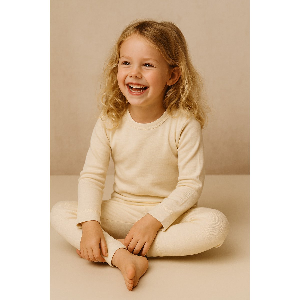 Woolen Baby Sweater / Long Sleeve Shirt - Merino wool - Naturel