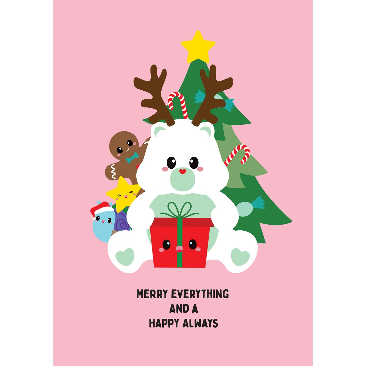 Kerstkaart pleje bære lystig alt og en glad altid