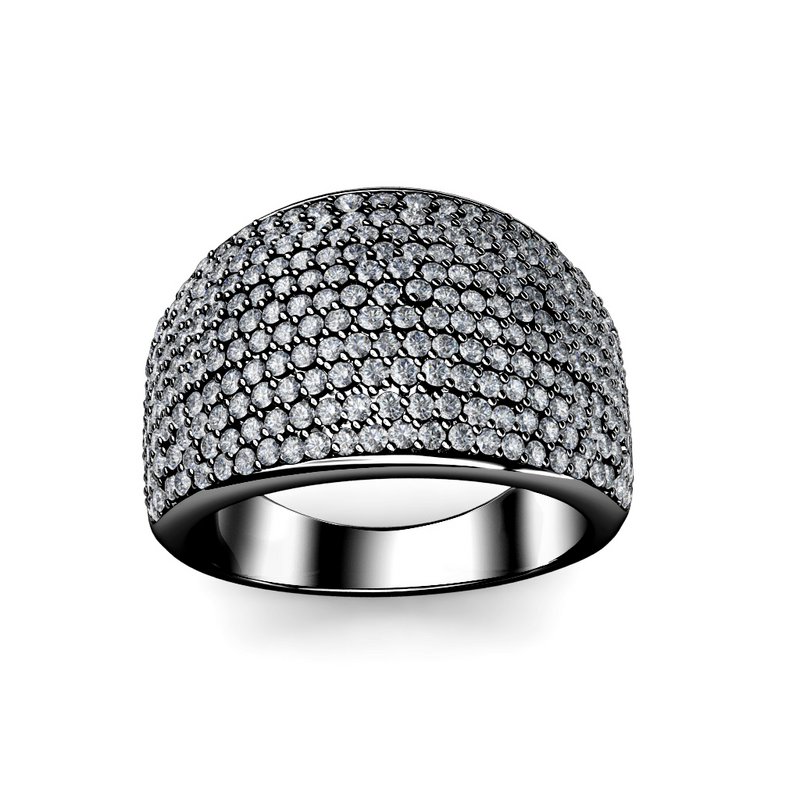Bague Glamour Metal - Argenté et Gris Antracita