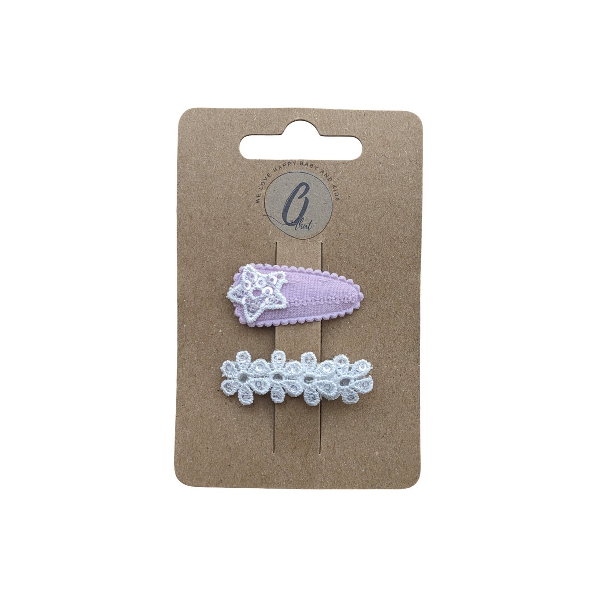 Clips de cheveux pour bébé étoiles roses / fleur blanche (2 pcs par carte) OK3774