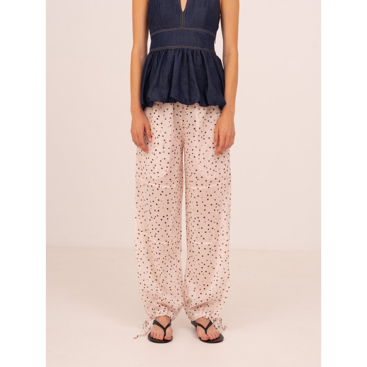 Cream Polka Dot Print FOMO Pants