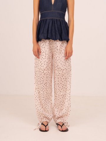 Cremefarbene FOMO-Hose mit Polka Dot-Print