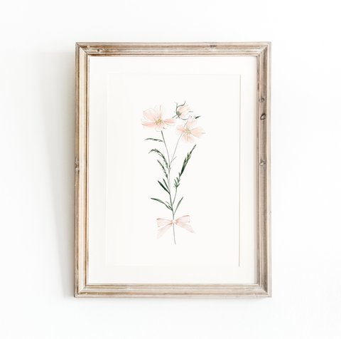 Errötende Frühlingsblumen mit Bug, rosa Wildblumenplakat, Wildblumen -Bouquet -Druck, Blumendruck, botanisches Plakat, Blumenplakat, Blumendruck, Wildblumenplakat, Blumen -Kindergarten -Plakat, Pfirsichblumen