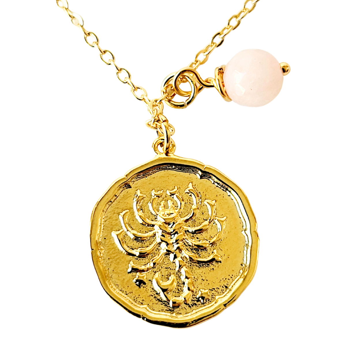 Zodiac Medallion Disc Necklace - Birthstone Pendant
