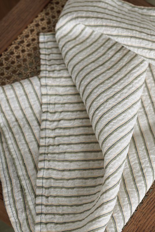 100% hør dug (250x145 cm) Grønne striber