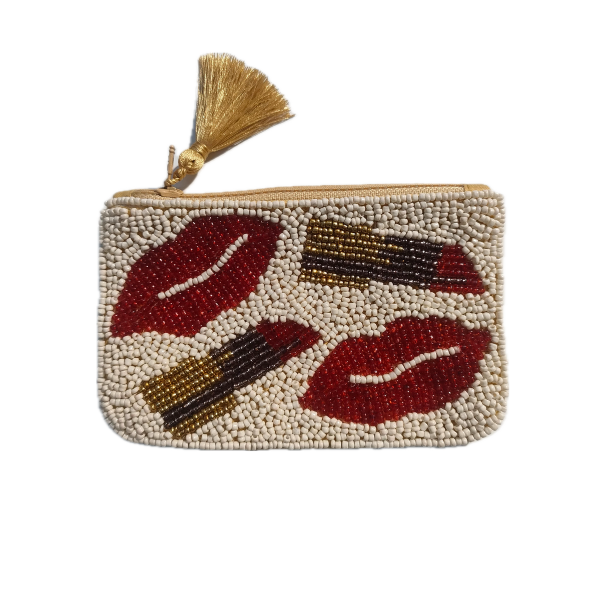 Handgemaakt lippenstiftzakje met kralen * Cadeau *