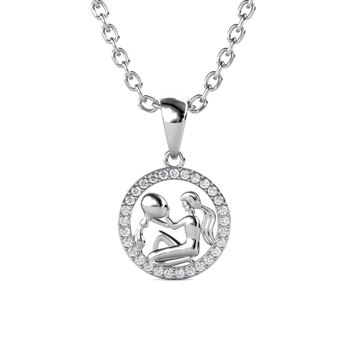 Pendentifs Zodiaque Verseau - Argenté et Cristal