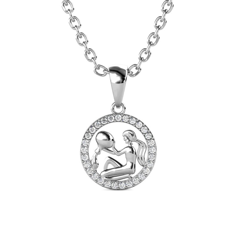 Pendentifs Zodiaque Verseau - Argenté et Cristal