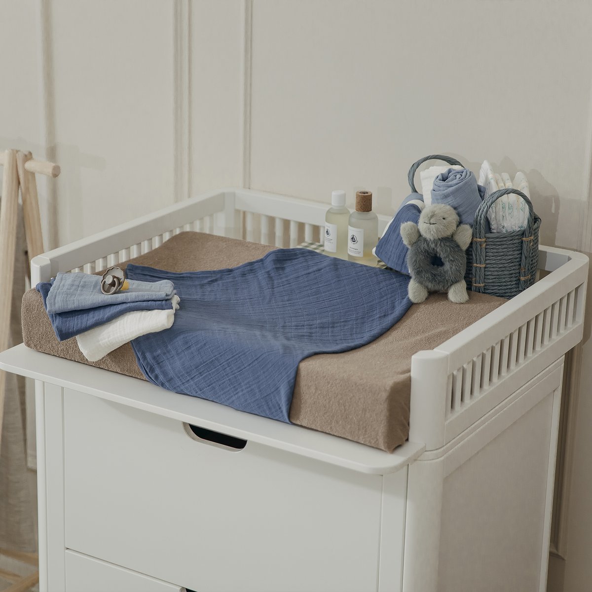 Hydrofiele doeken pre-washed Natural/jeans blue/indigo