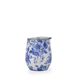 Isothermal mug 25cl in a blue and white Toile de Jouy pattern, suitable for travel. Features a durable ceramic construction and insulated design to keep beverages hot or cold.