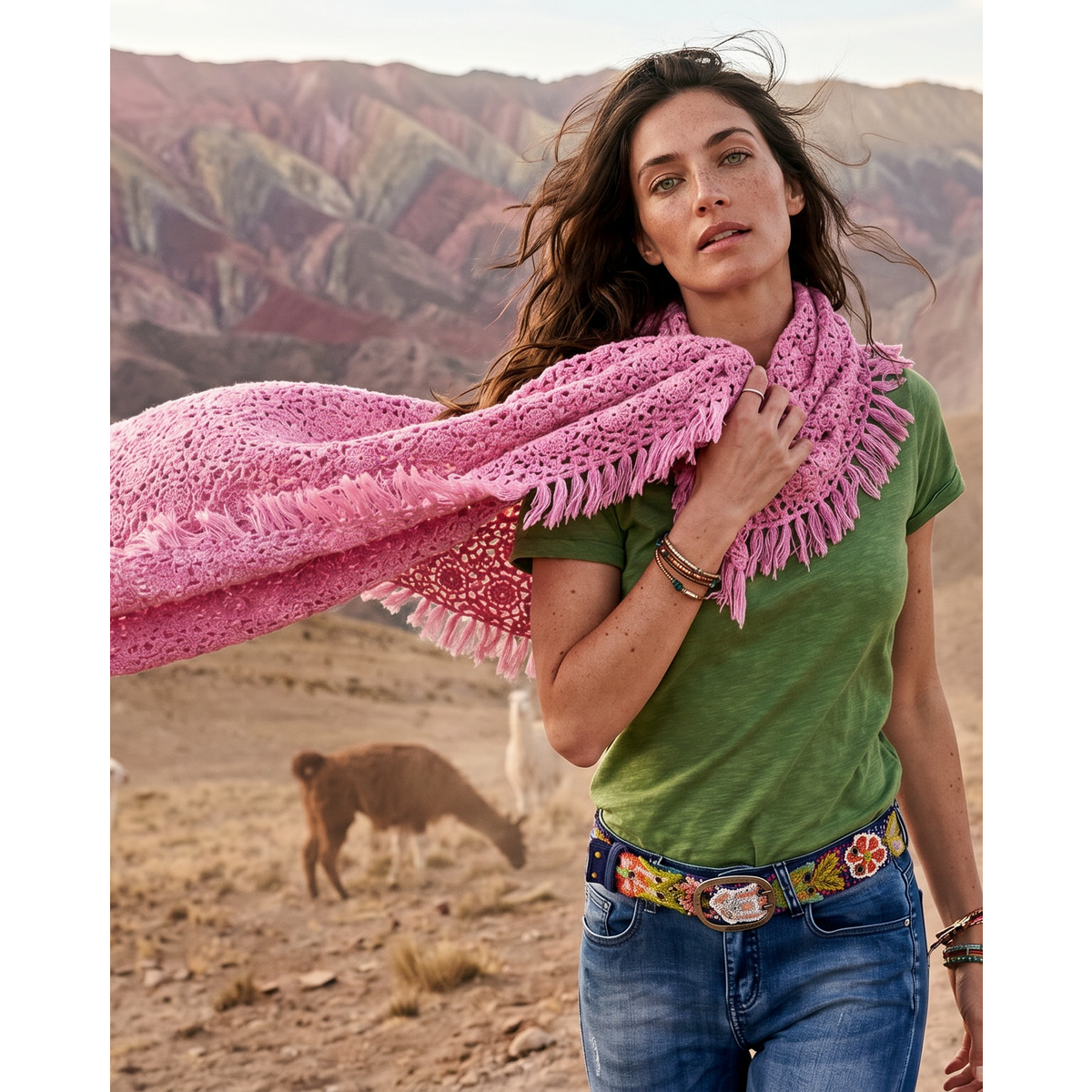 Cashmere scarf LA PAZ hand crocheted triangle