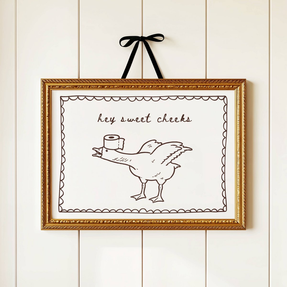 Hey sweet cheeks, Funny Bathroom poster, hello sweeet cheeks poster, silly goose poster, bathroom print, Trendy bathroom poster