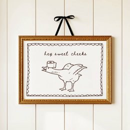 Hey sweet cheeks, Funny Bathroom poster, hello sweeet cheeks poster, silly goose poster, bathroom print, Trendy bathroom poster