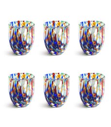 Shot glass glasses in hand blowed and handmade glass with Murrine di Murano, "I Colori di Murano" line 50 ml. Made in Italy