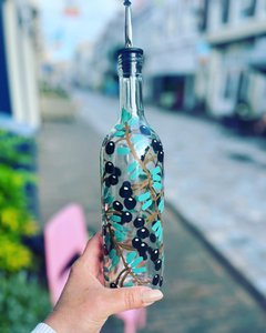 Hand-painted bottle of Olives