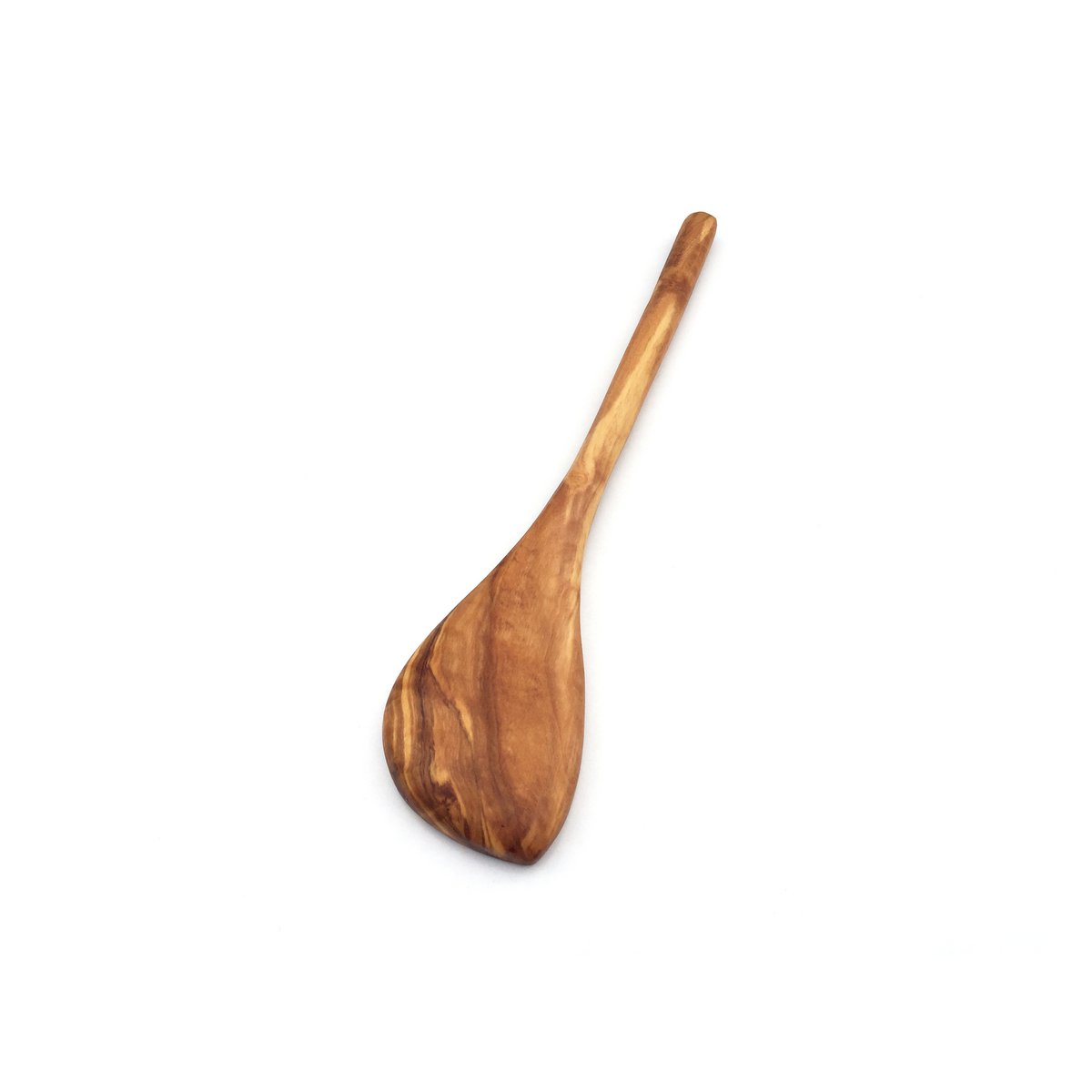 Cuchara de cocina con mango puntiagudo y redondo de madera de olivo