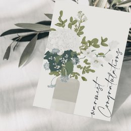 Glückwunschkarte 'warmest Congratulations' mit Vase und Blumenstrauß