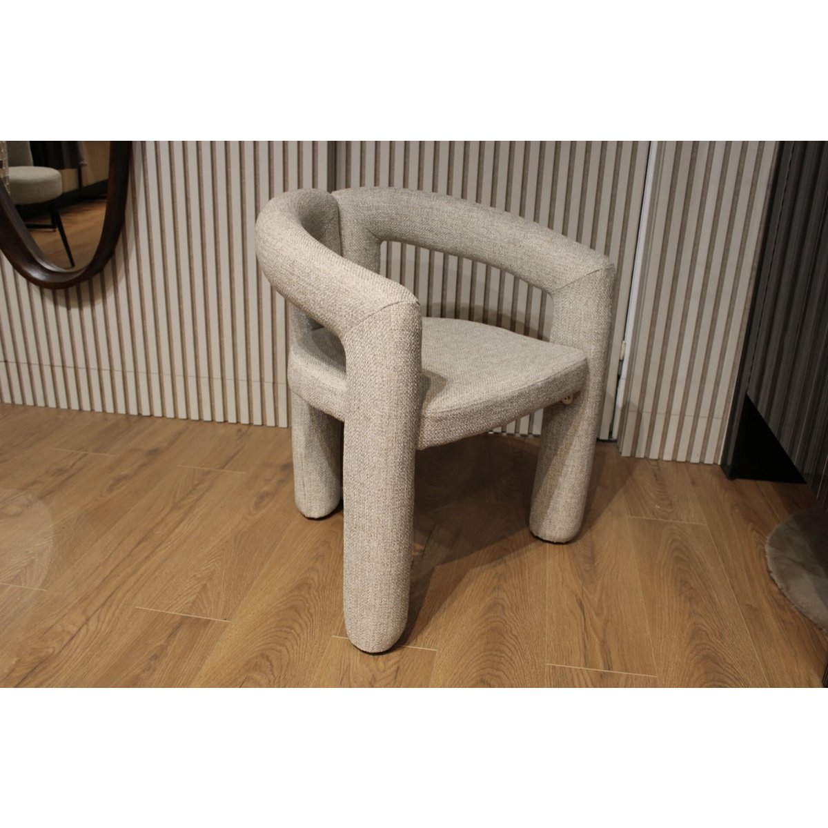 A&B DESIGN Eetkamerstoel Japandi Chenille zand White Beige