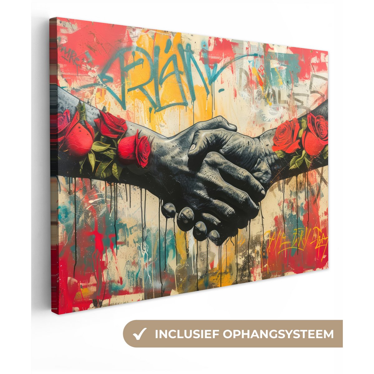 Malowanie na płótnie - Graffiti dekoracji ściennej - Róże - Hands - Street Art - Dekoracja ścienna salon - Dekoracja sypialni - Akcesoria do pokoju - Obrazy na płótnie