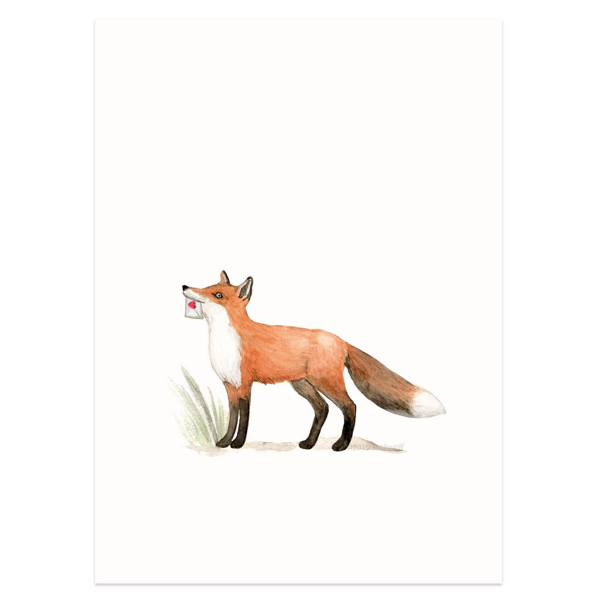 postcard | Fox & heart