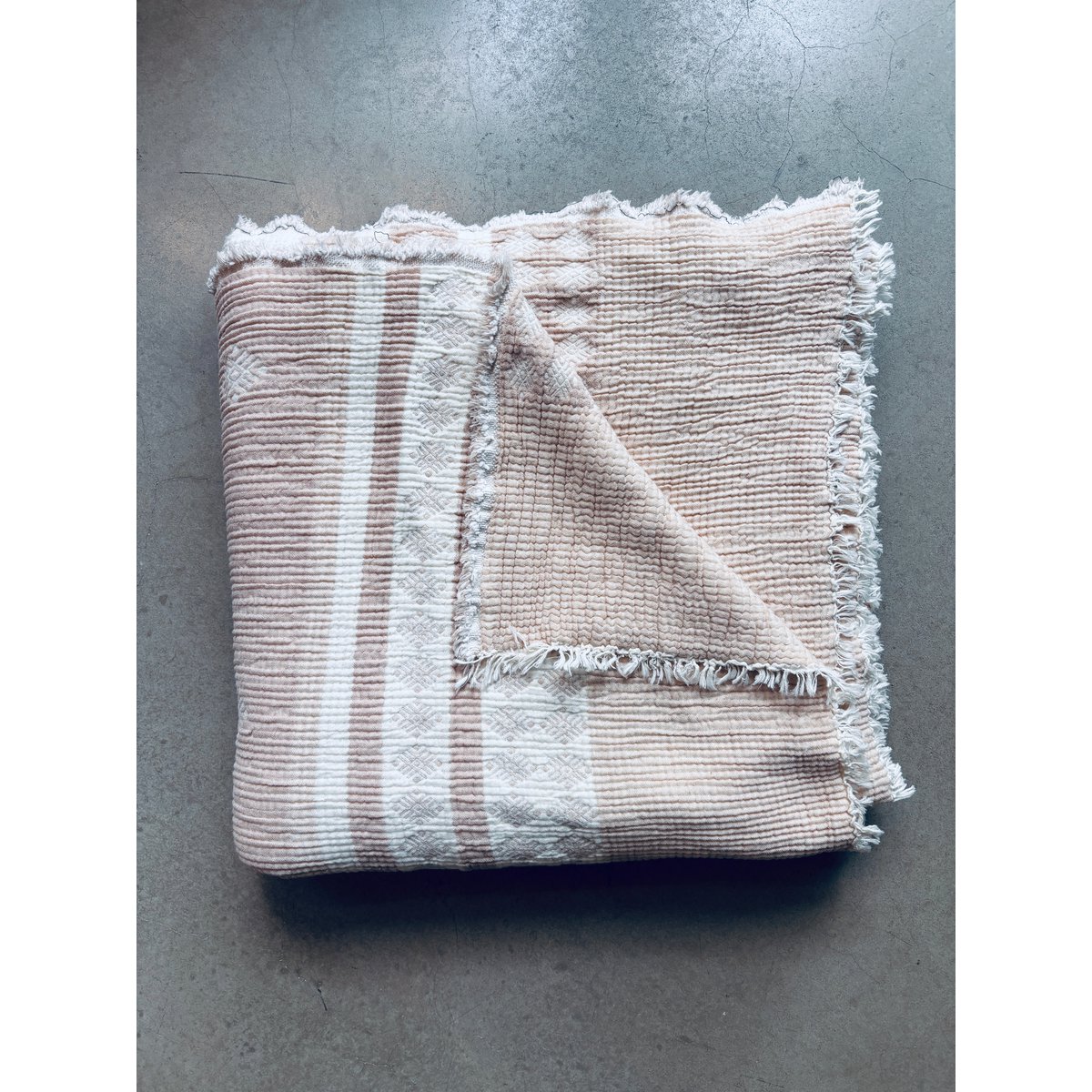 Muslin tæppe - beige-hvid - 2,20 x 2,50 m MESSE