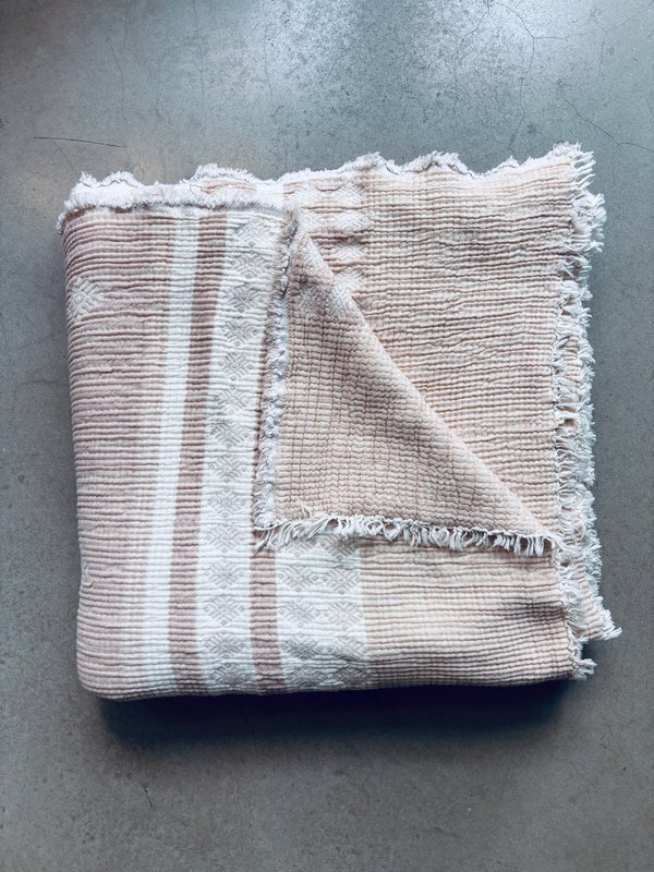 Muslin tæppe - beige-hvid - 2,20 x 2,50 m MESSE