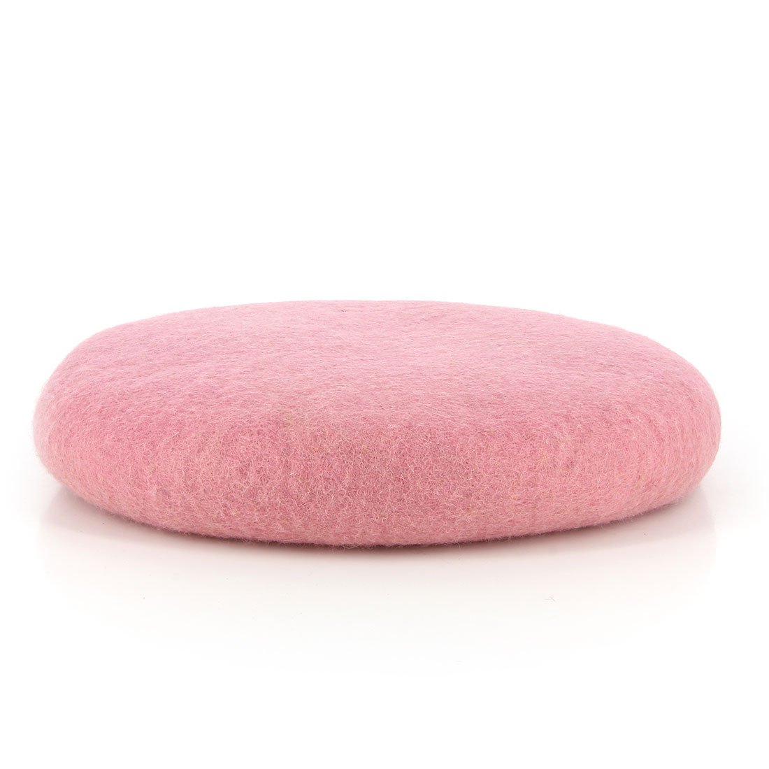Zitkussens rond de roos gemaakt van vilt, 100% natuurlijk materiaal, 38 cm rond vele kleuren pastel, gevoeld met wol-f long, fair trade en handmatig werk van Nepal