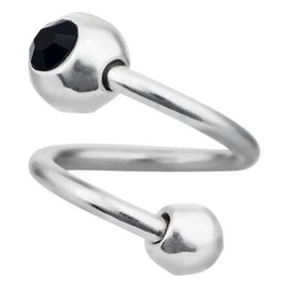 Bague-Swarovski noir plaqué argent