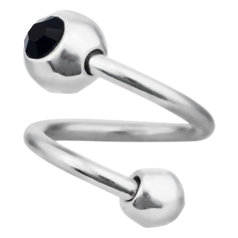 Bague-Swarovski noir plaqué argent