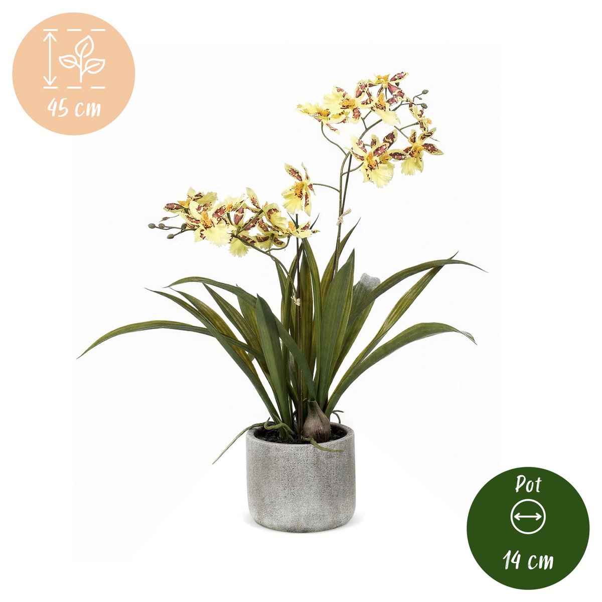 Plante artificielle - Orchidée - Jaune - 45cm