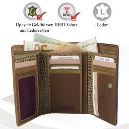 Sunsa Damen Geldbörse. Leder Geldbeutel. Portemonnaie mit RFID Schutz. Brieftasche aus Leder. Große Geldbörse für Frauen mit vielen Kreditkartenfächern- Wallet für Damen, Geschenkidee